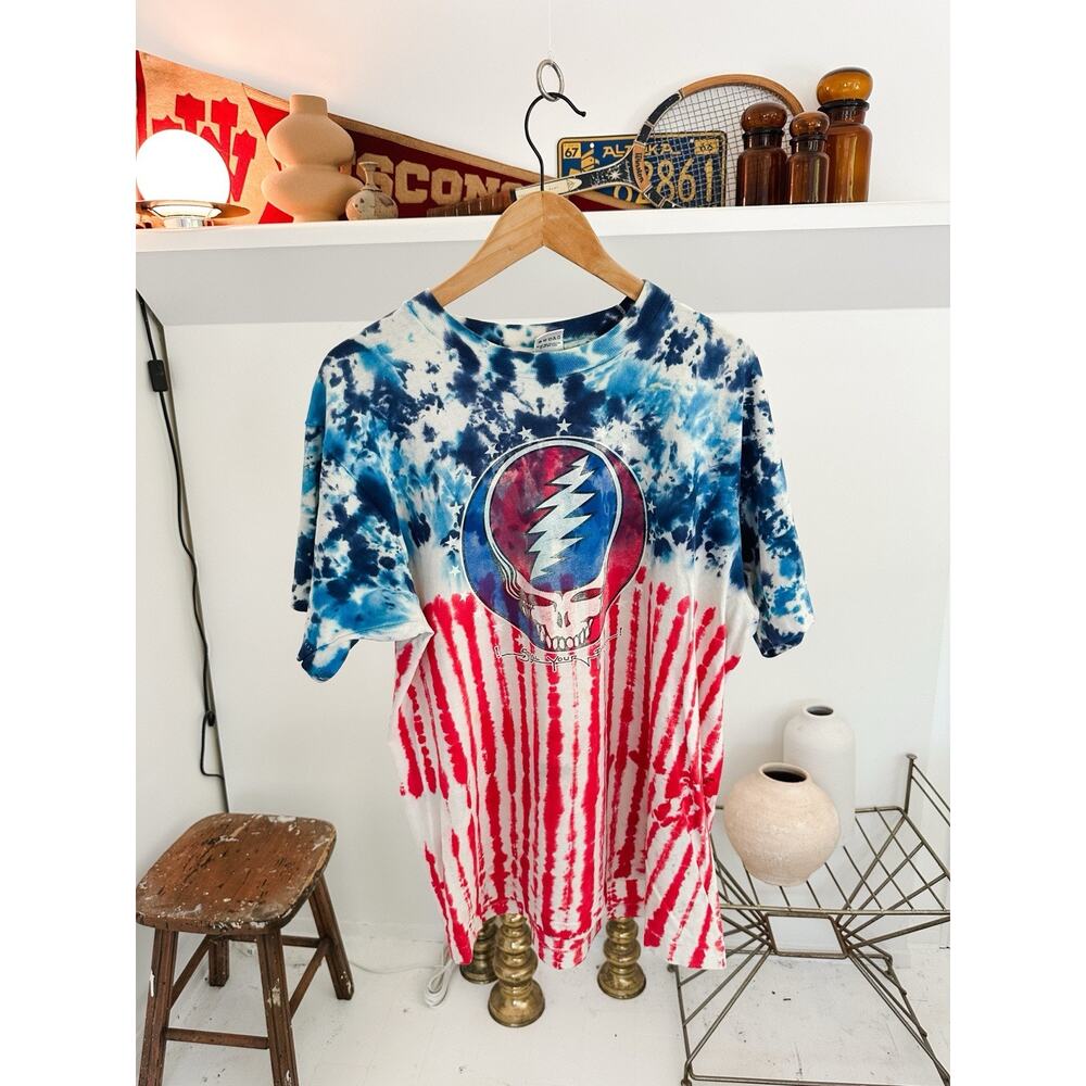 Vintage 1988 Grateful Dead Steal Your Face Red White Blue Band T-Shirt XLarge